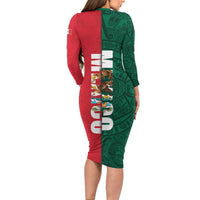 Mexico Flag Day Long Sleeve Bodycon Dress Dia de la Bandera