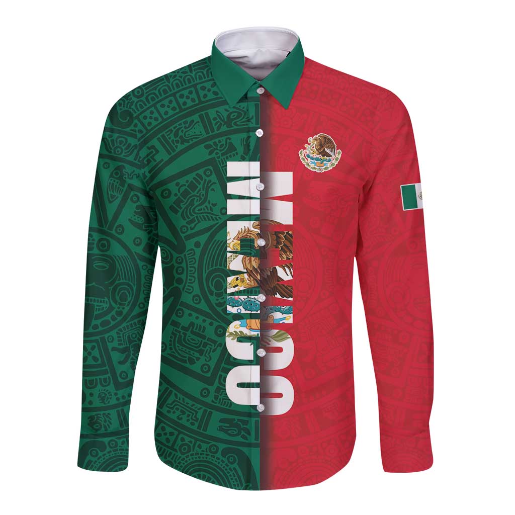 Mexico Flag Day Long Sleeve Button Shirt Dia de la Bandera