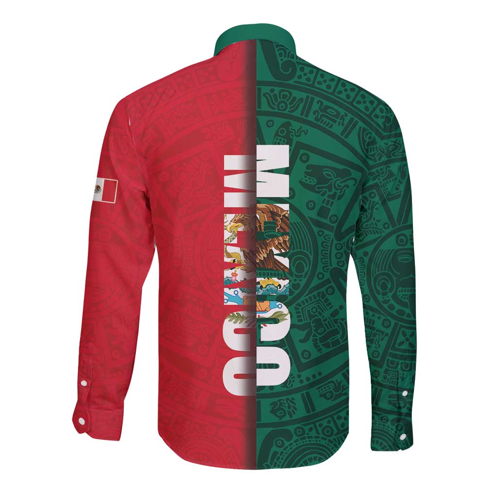 Mexico Flag Day Long Sleeve Button Shirt Dia de la Bandera