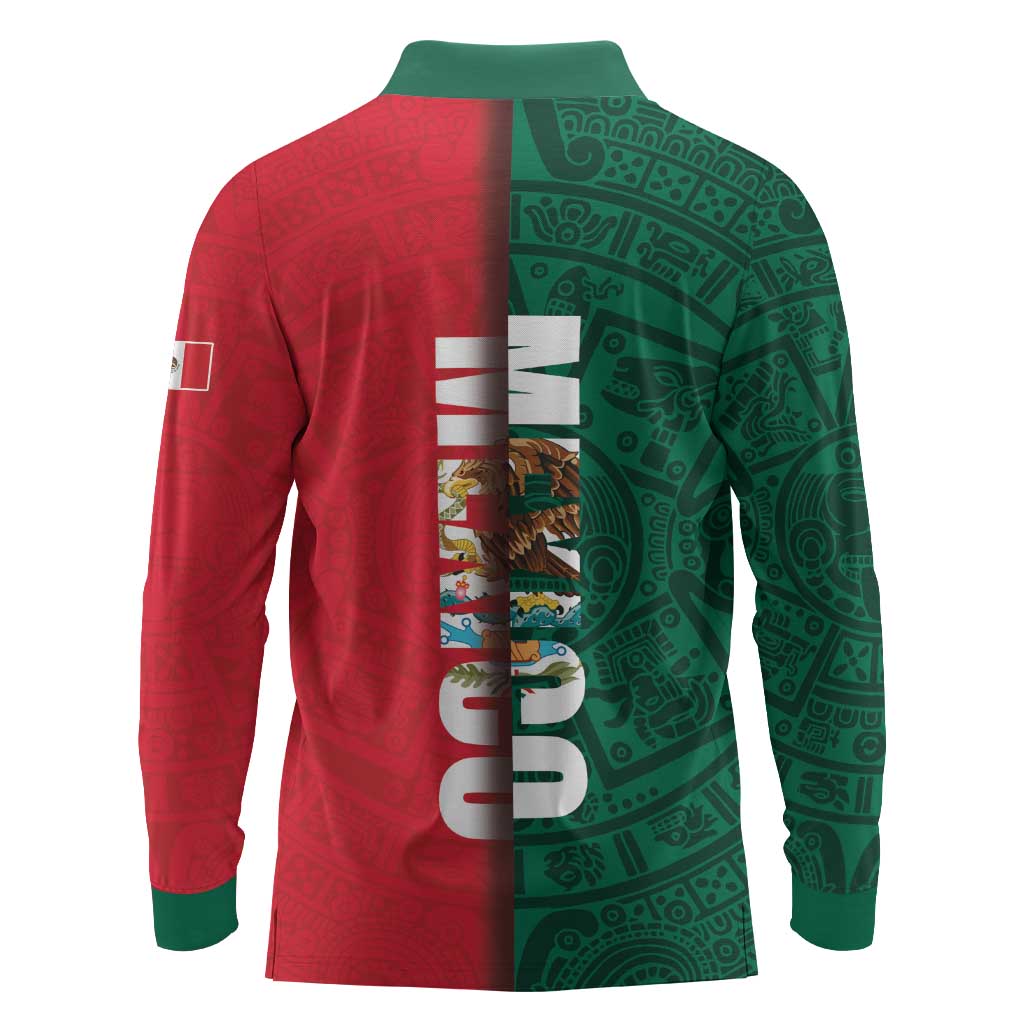 Mexico Flag Day Long Sleeve Polo Shirt Dia de la Bandera