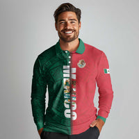 Mexico Flag Day Long Sleeve Polo Shirt Dia de la Bandera
