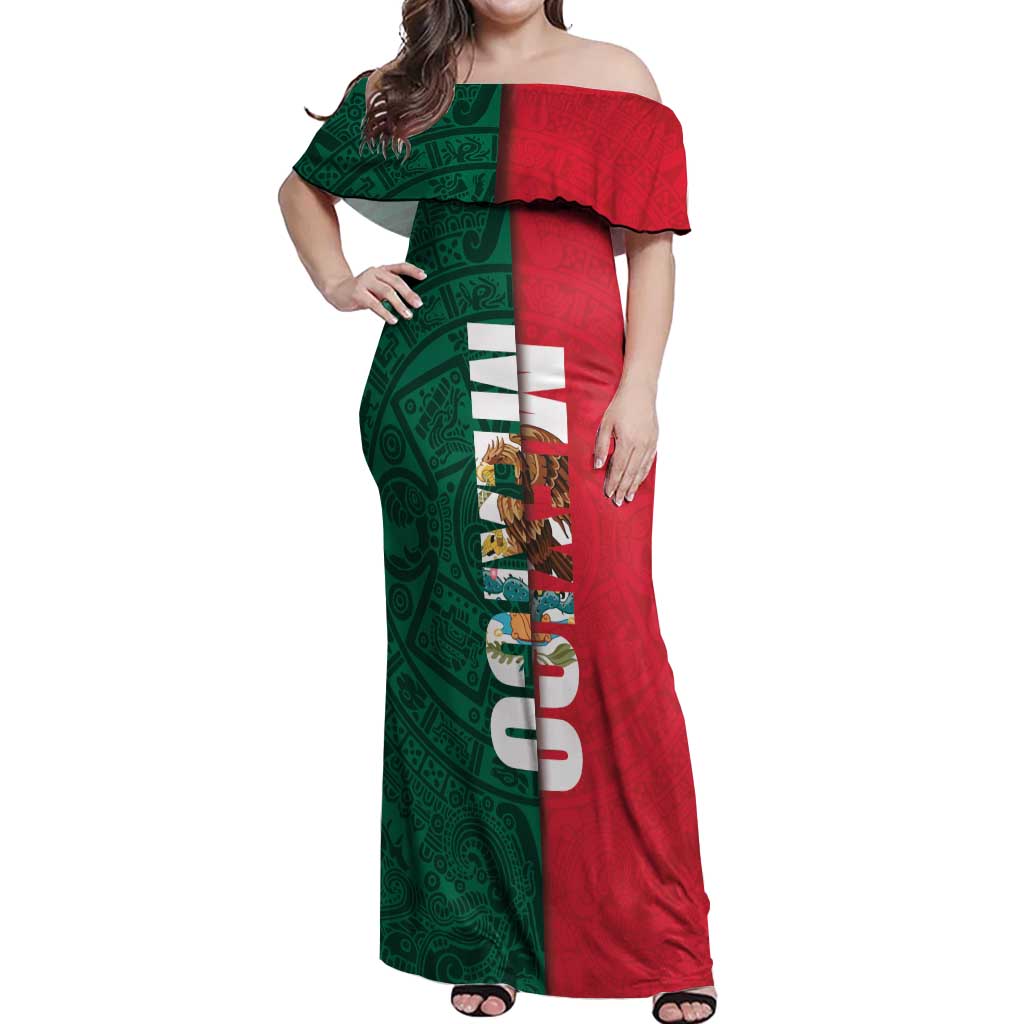Mexico Flag Day Off Shoulder Maxi Dress Dia de la Bandera