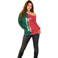 Mexico Flag Day Off Shoulder Sweater Dia de la Bandera