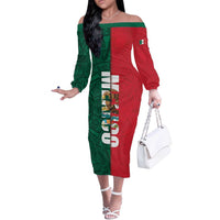Mexico Flag Day Off The Shoulder Long Sleeve Dress Dia de la Bandera