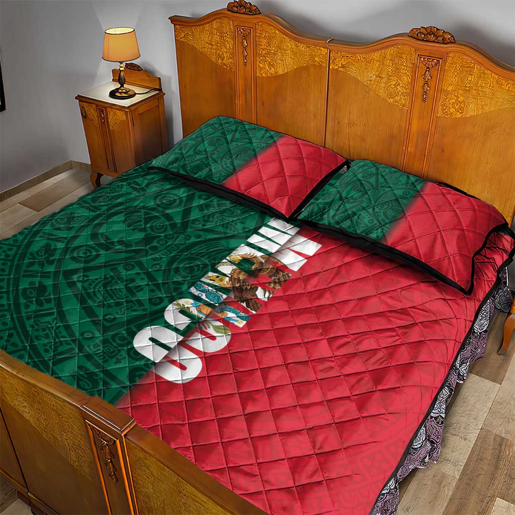 Mexico Flag Day Quilt Bed Set Dia de la Bandera