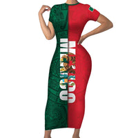 Mexico Flag Day Short Sleeve Bodycon Dress Dia de la Bandera