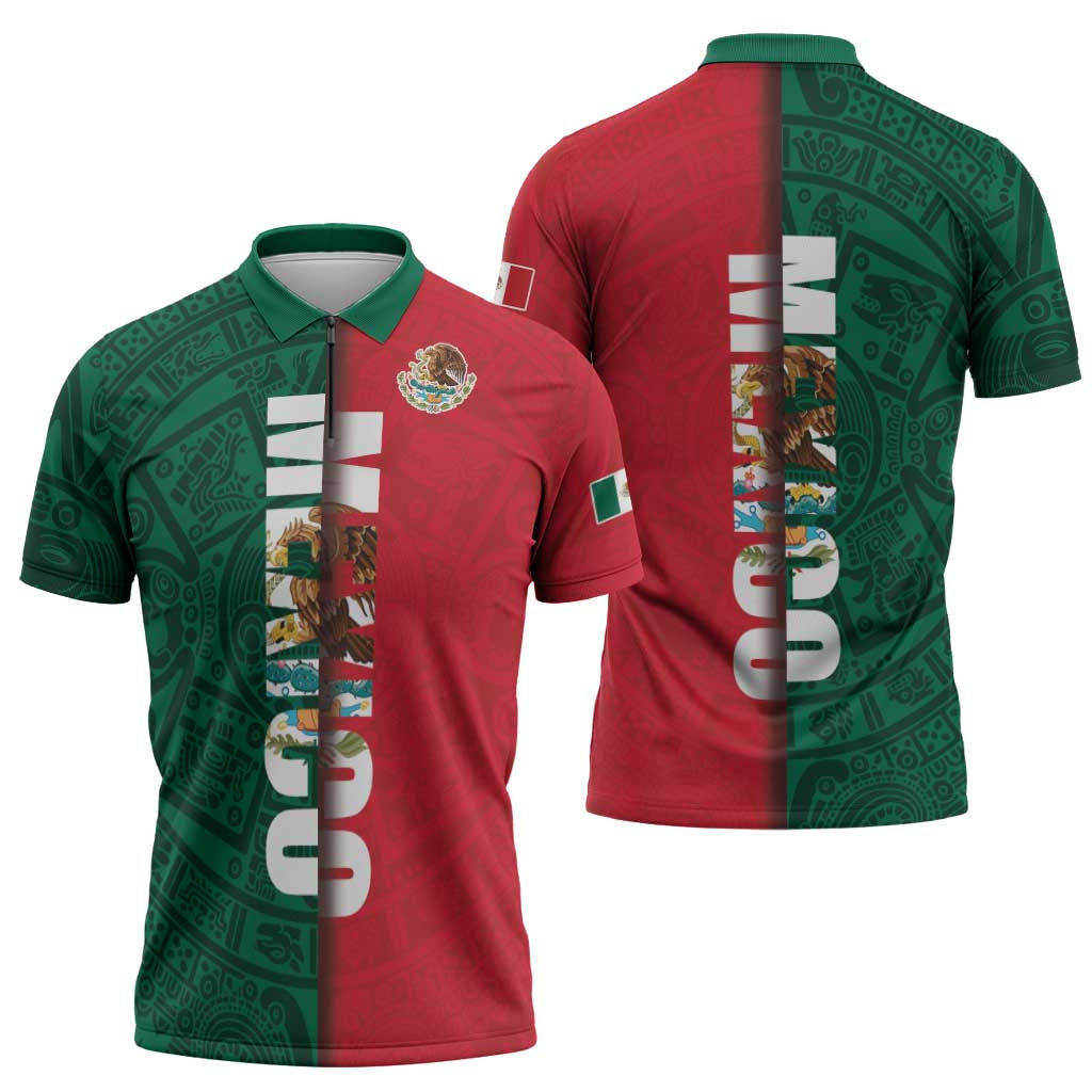 Mexico Flag Day Zipper Polo Shirt Dia de la Bandera