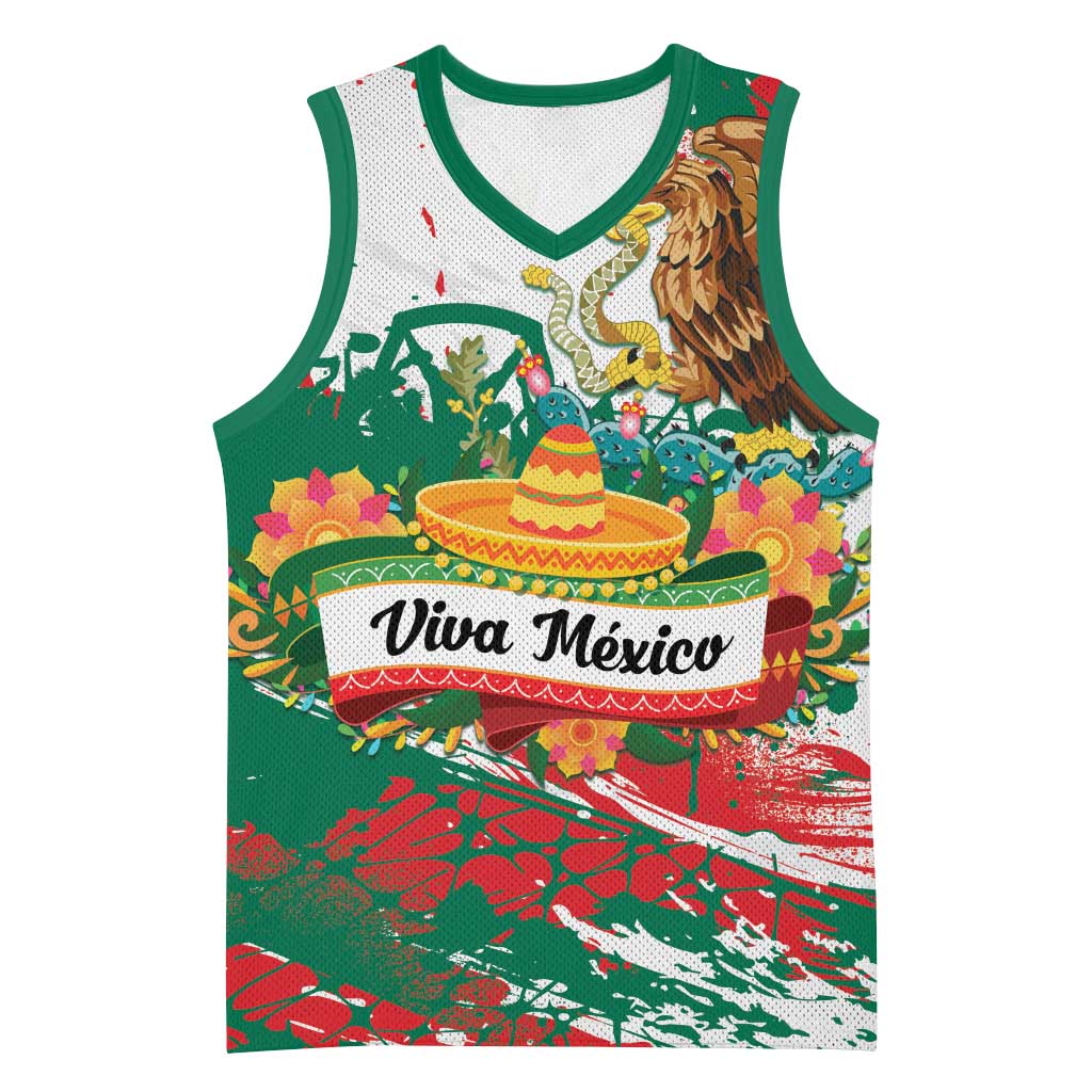 Viva Mexico Basketball Jersey Grunge Style
