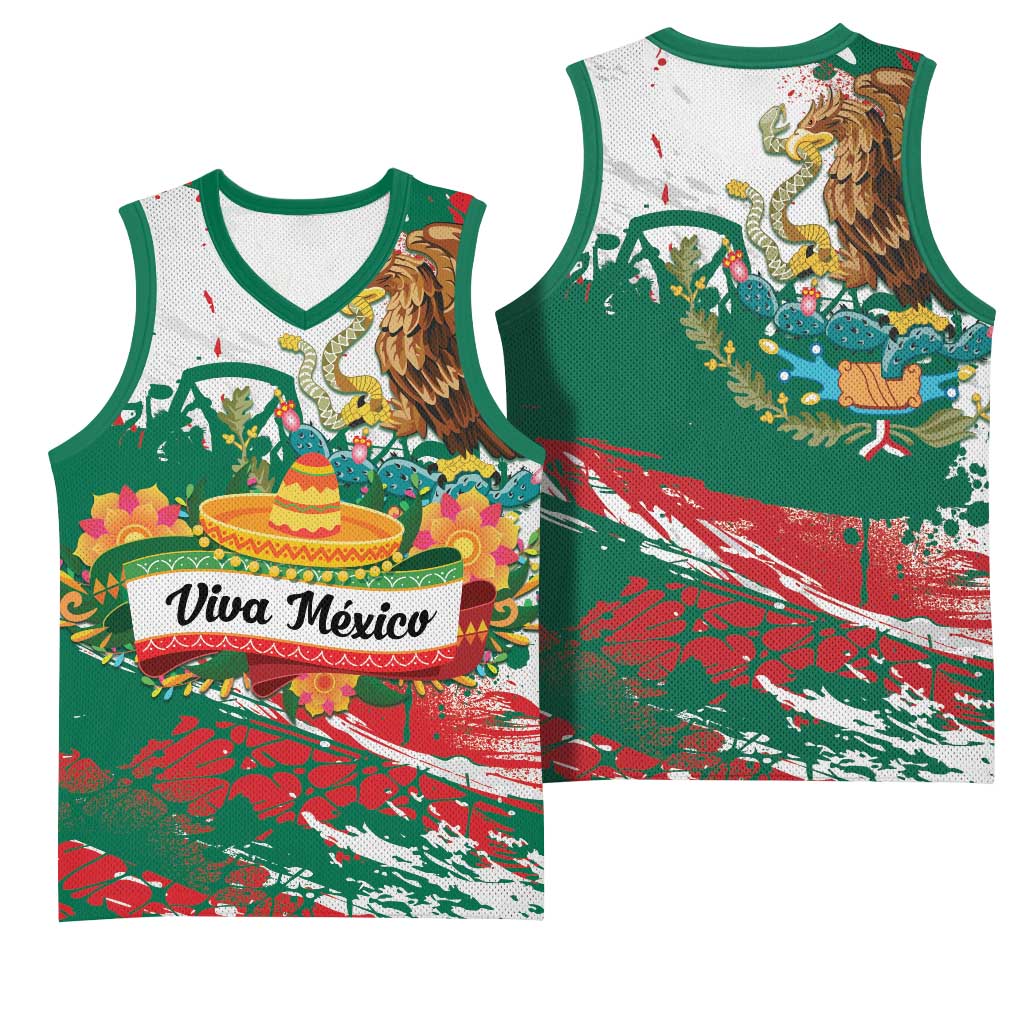 Viva Mexico Basketball Jersey Grunge Style