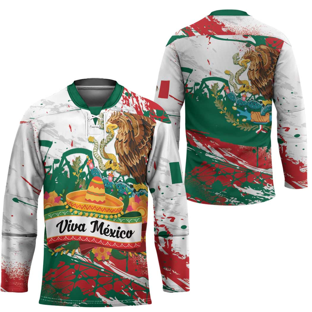 Viva Mexico Hockey Jersey Grunge Style