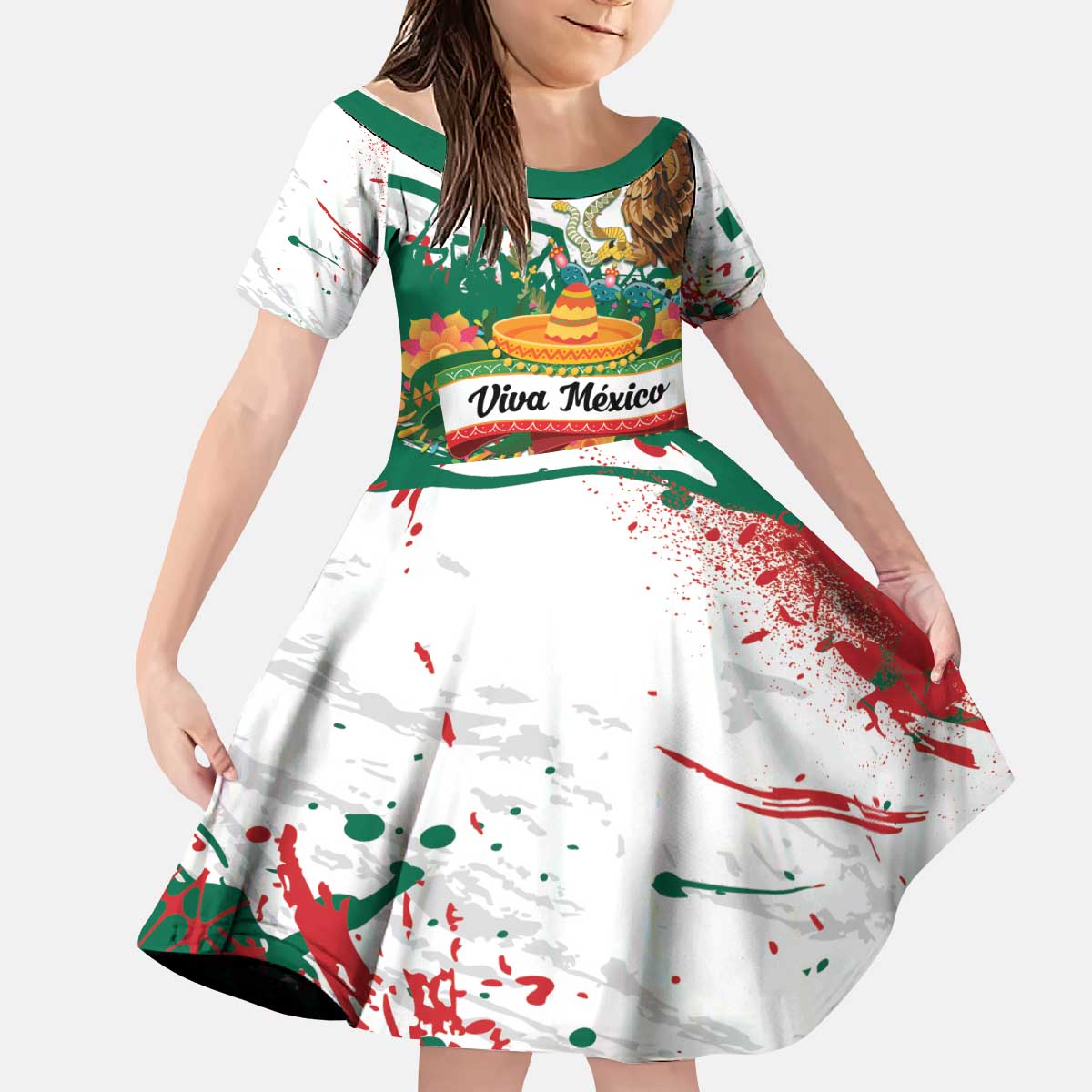 Viva Mexico Kid Short Sleeve Dress Grunge Style