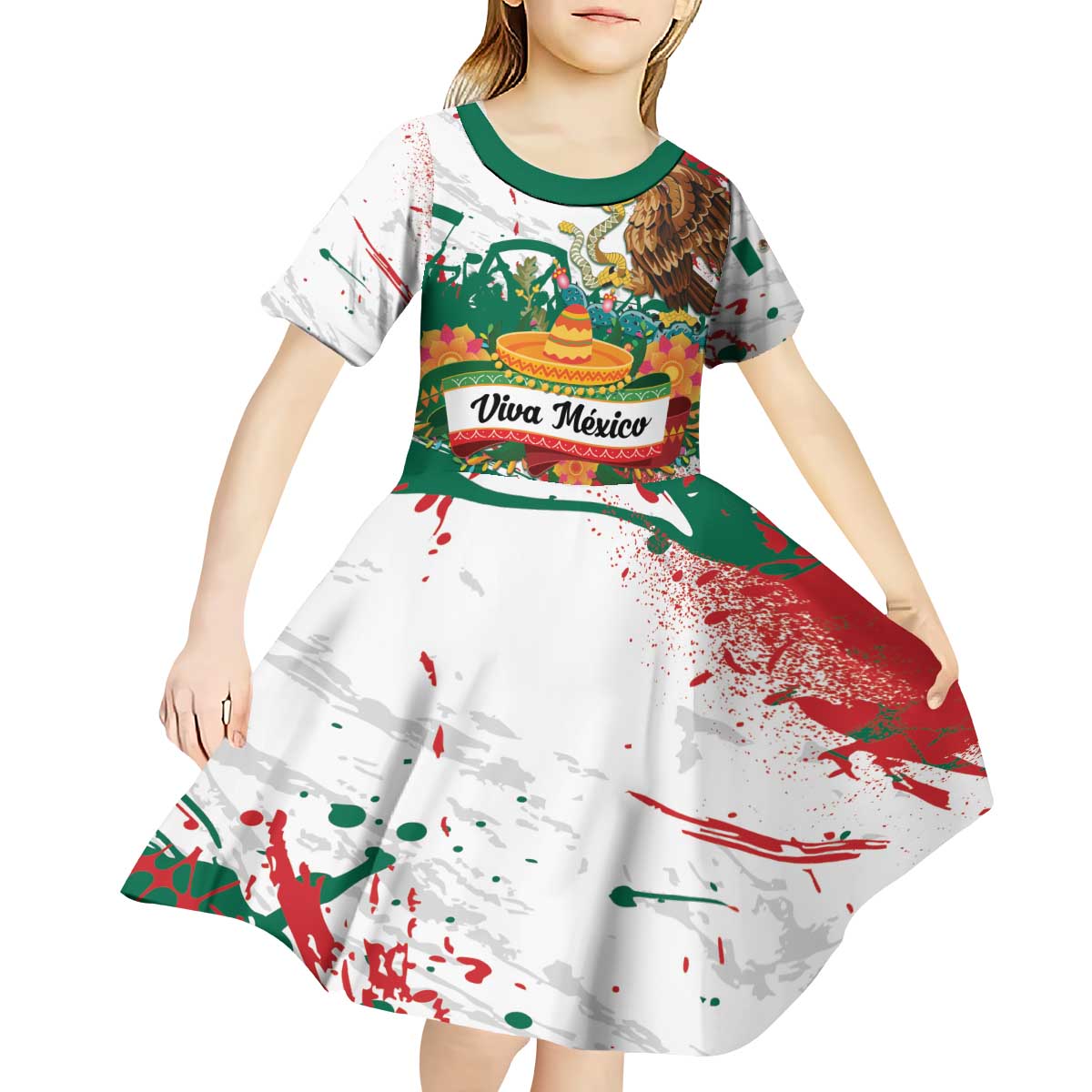 Viva Mexico Kid Short Sleeve Dress Grunge Style