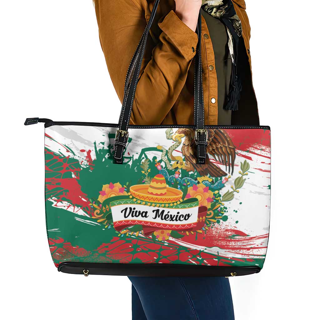 Viva Mexico Leather Tote Bag Grunge Style