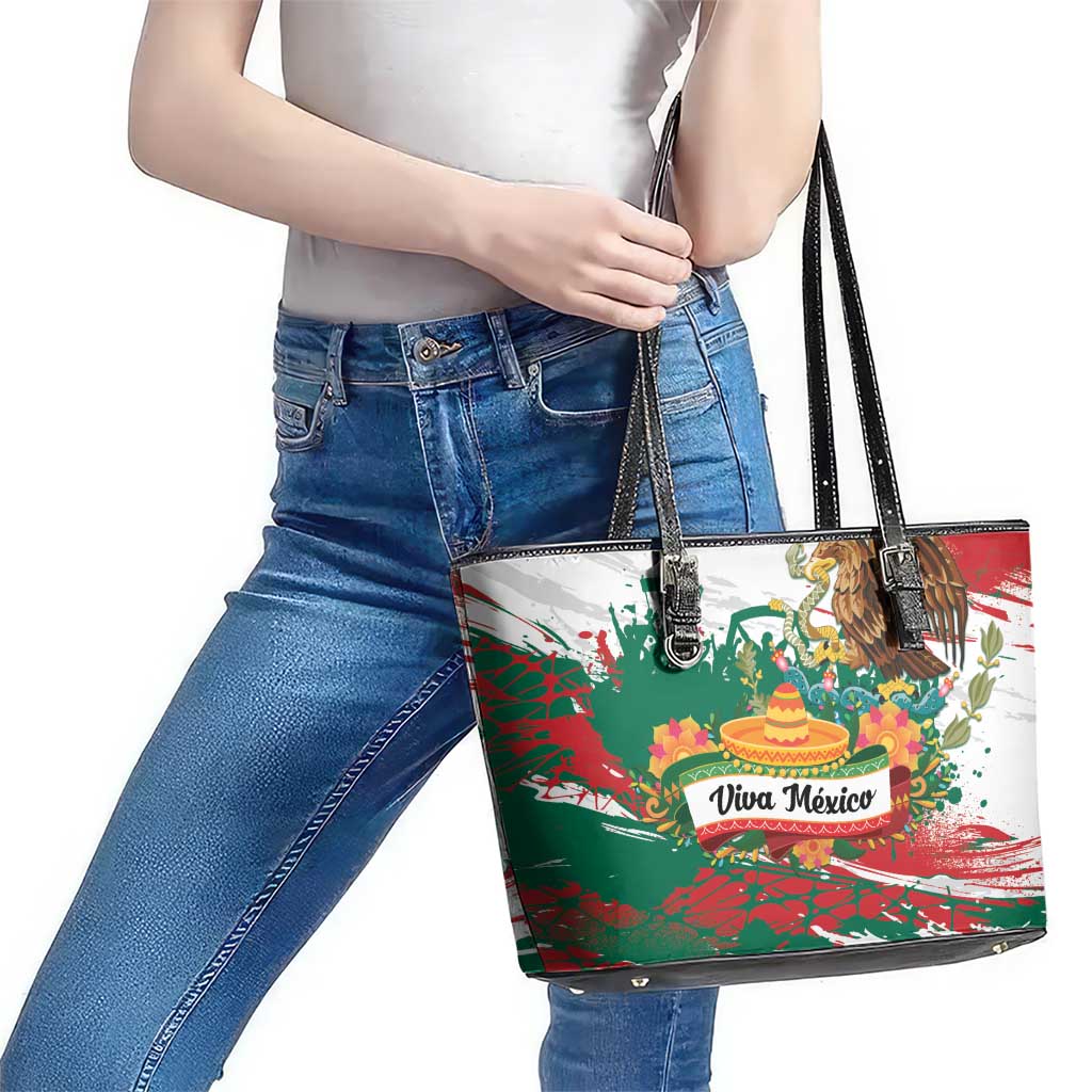 Viva Mexico Leather Tote Bag Grunge Style