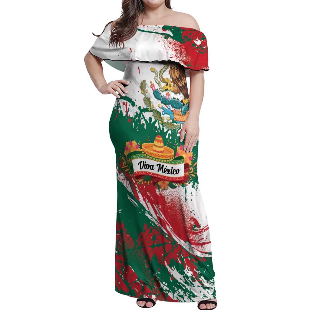 Viva Mexico Off Shoulder Maxi Dress Grunge Style