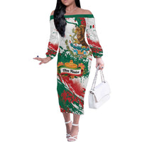 Viva Mexico Off The Shoulder Long Sleeve Dress Grunge Style