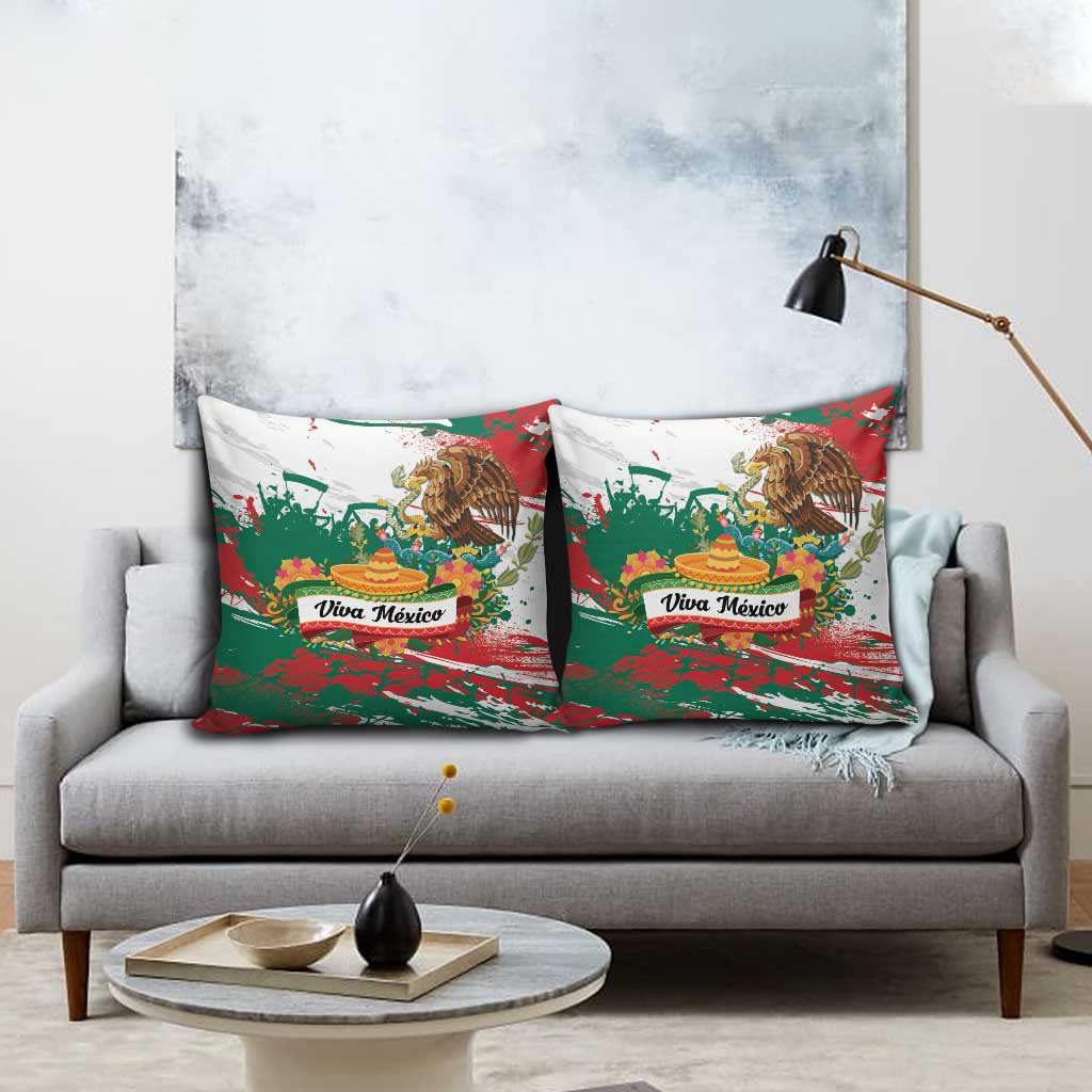 Viva Mexico Pillow Cover Grunge Style