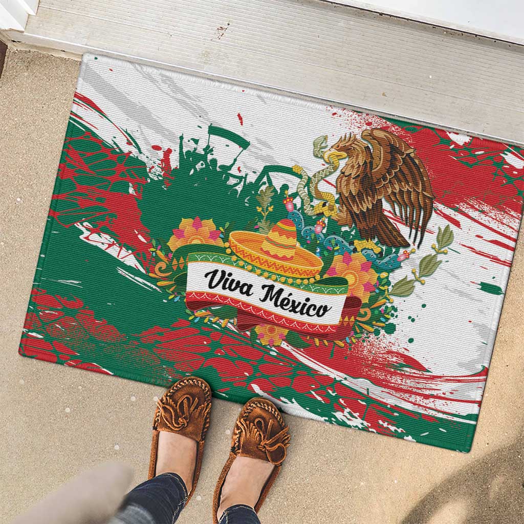 Viva Mexico Rubber Doormat Grunge Style