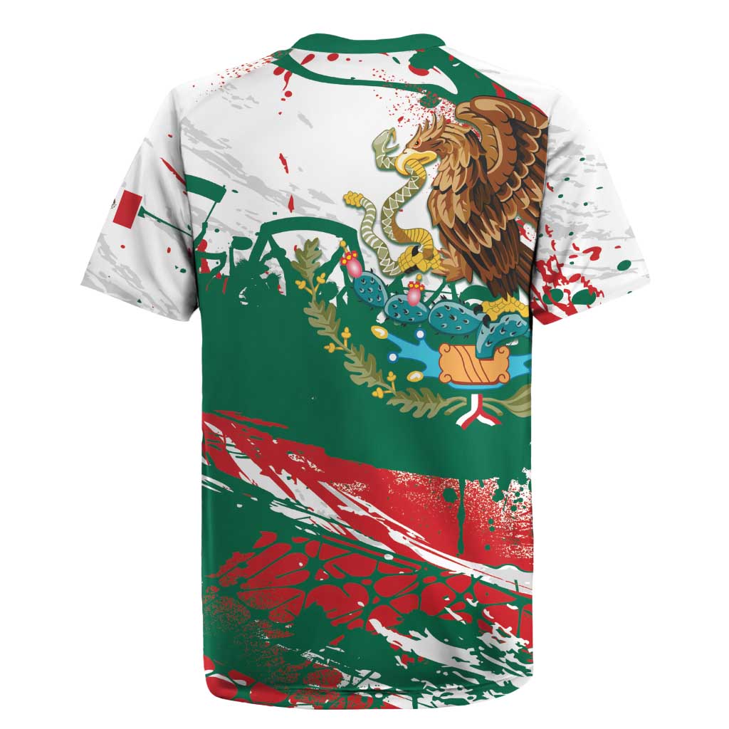 Viva Mexico Rugby Jersey Grunge Style