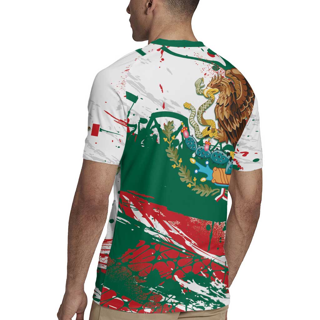 Viva Mexico Rugby Jersey Grunge Style