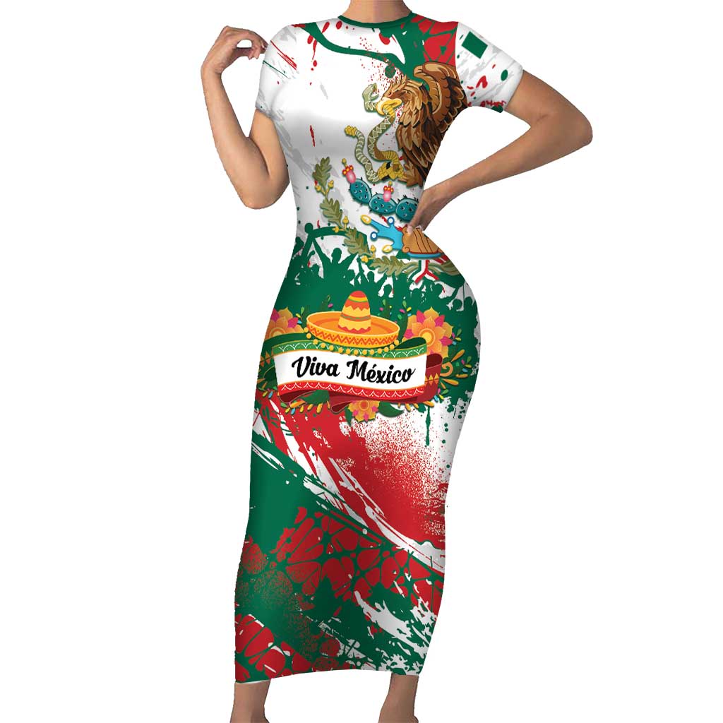 Viva Mexico Short Sleeve Bodycon Dress Grunge Style