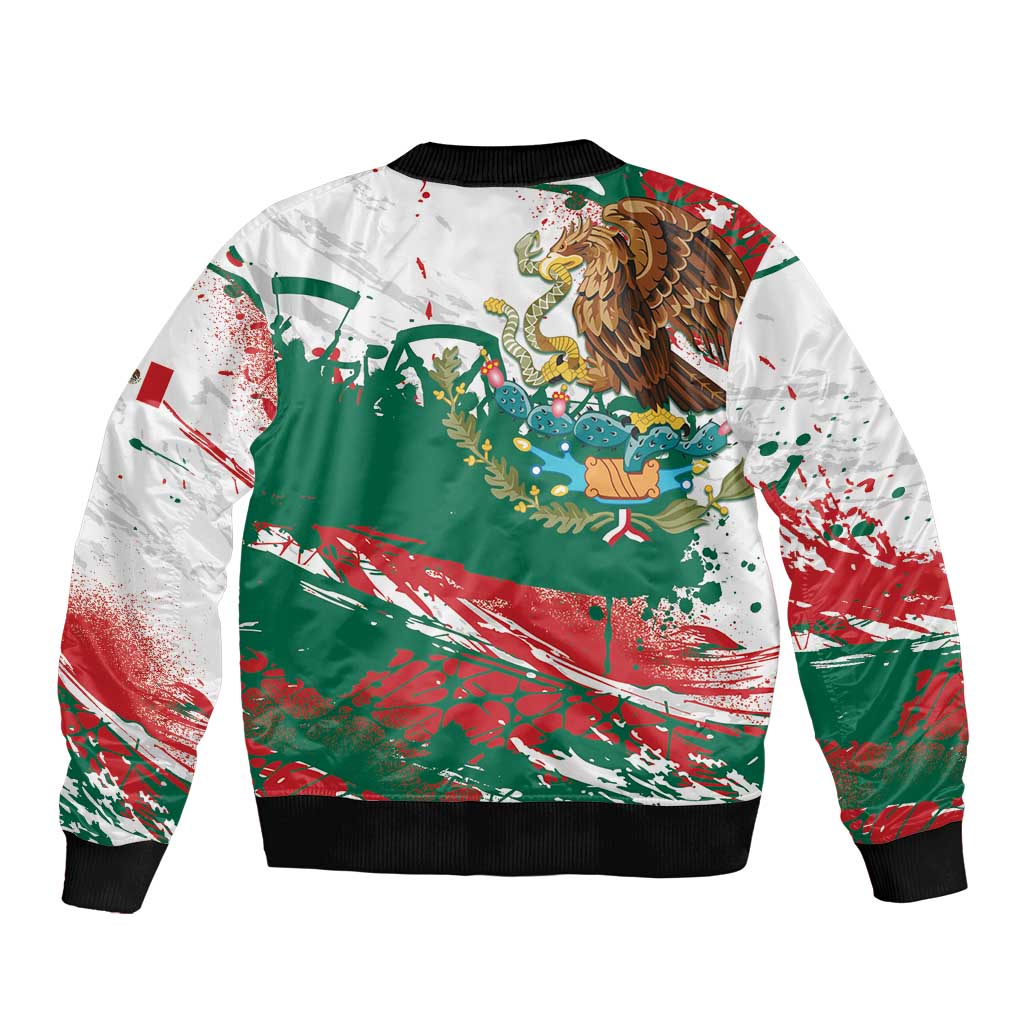 Viva Mexico Sleeve Zip Bomber Jacket Grunge Style