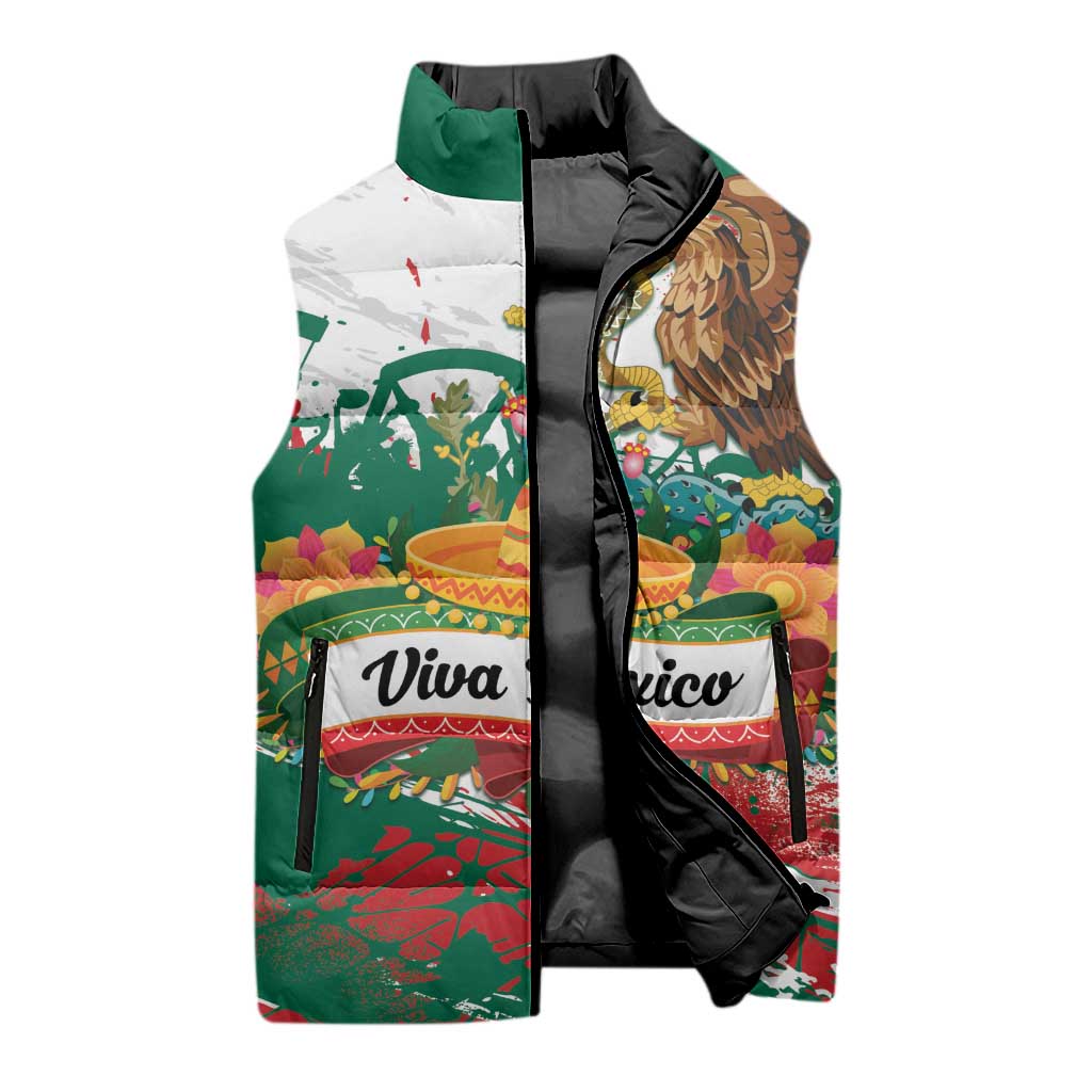 Viva Mexico Sleeveless Puffer Jacket Grunge Style