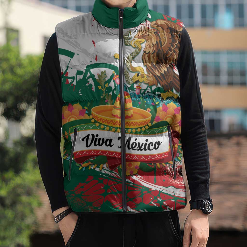 Viva Mexico Sleeveless Puffer Jacket Grunge Style