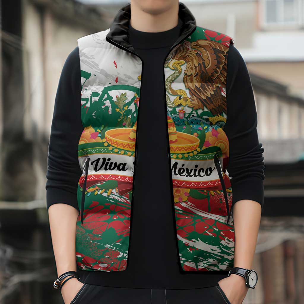 Viva Mexico Sleeveless Puffer Jacket Grunge Style