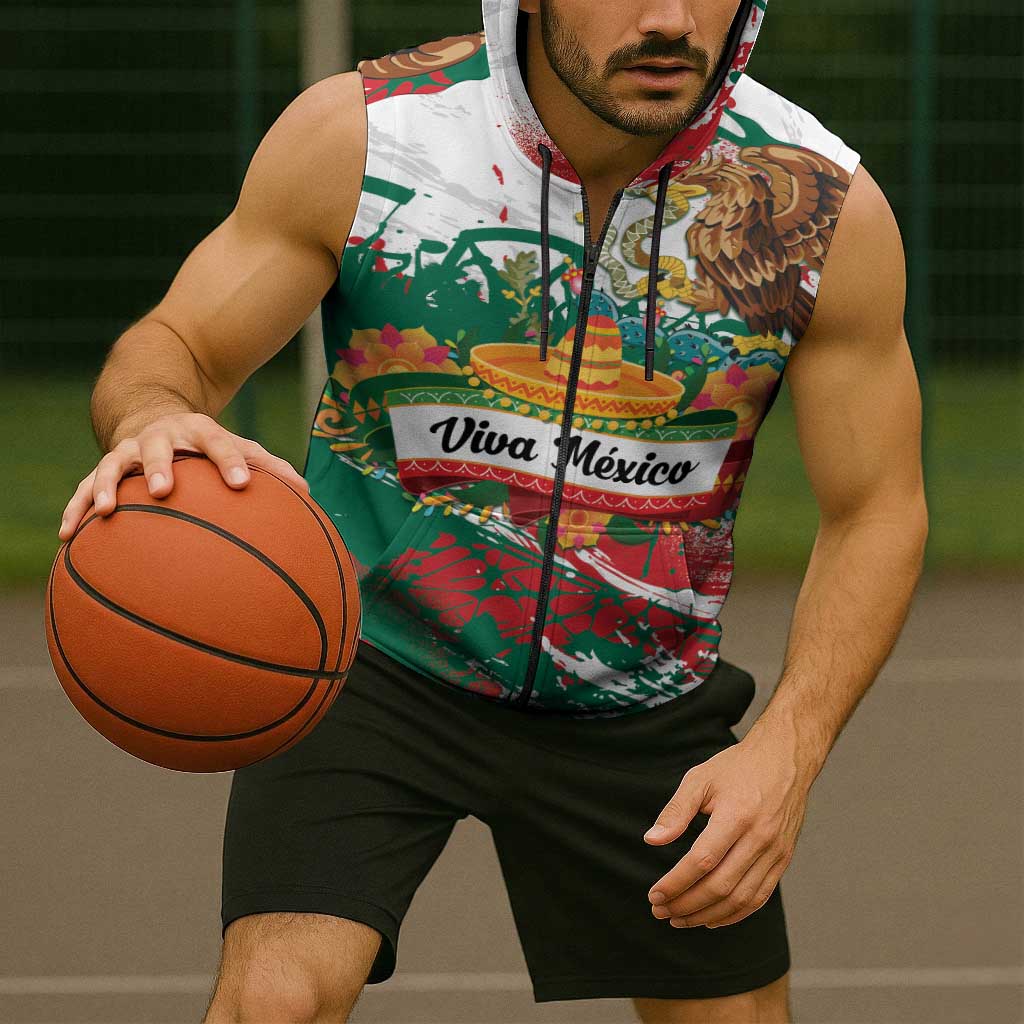 Viva Mexico Sleeveless Zip Hoodie Grunge Style