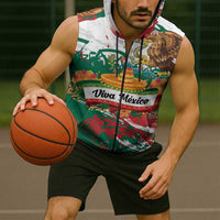 Viva Mexico Sleeveless Zip Hoodie Grunge Style