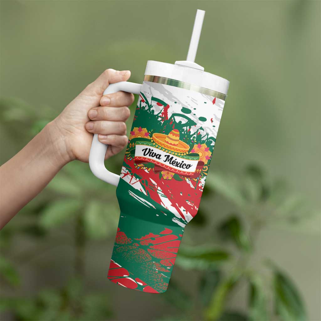 Viva Mexico Tumbler With Handle Grunge Style