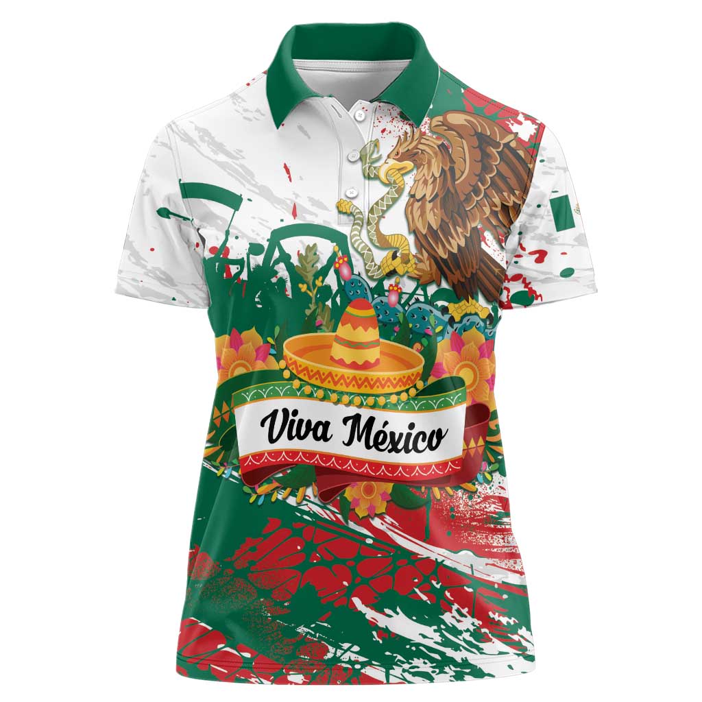 Viva Mexico Women Polo Shirt Grunge Style