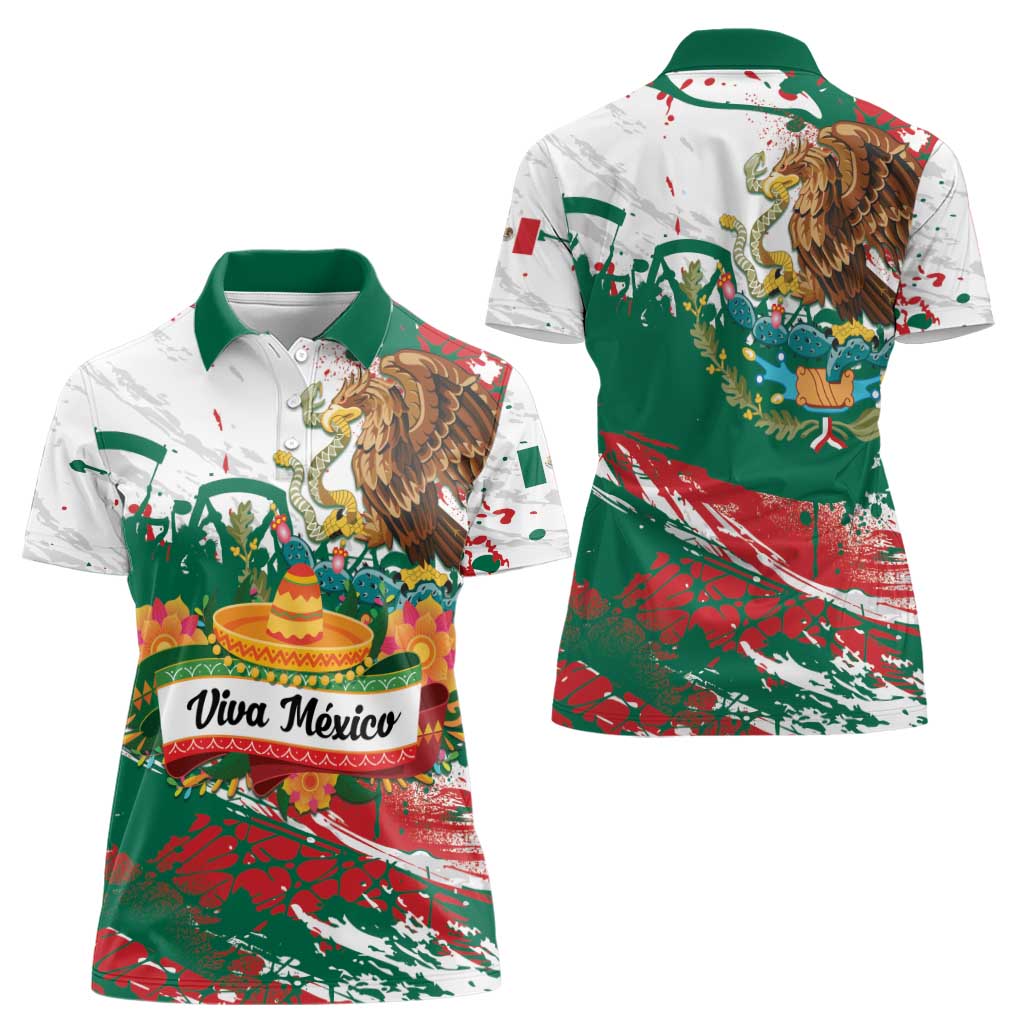 Viva Mexico Women Polo Shirt Grunge Style