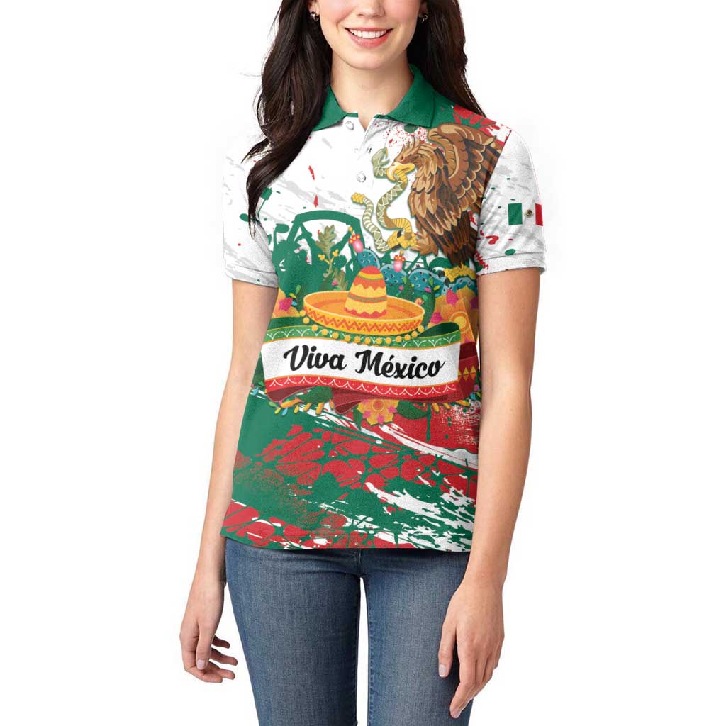 Viva Mexico Women Polo Shirt Grunge Style