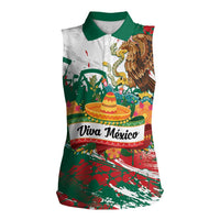 Viva Mexico Women Sleeveless Polo Shirt Grunge Style