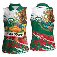 Viva Mexico Women Sleeveless Polo Shirt Grunge Style