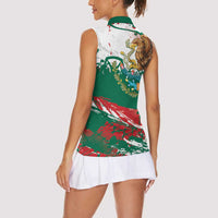 Viva Mexico Women Sleeveless Polo Shirt Grunge Style