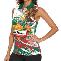 Viva Mexico Women Sleeveless Polo Shirt Grunge Style