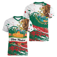 Viva Mexico Women V-Neck T-Shirt Grunge Style