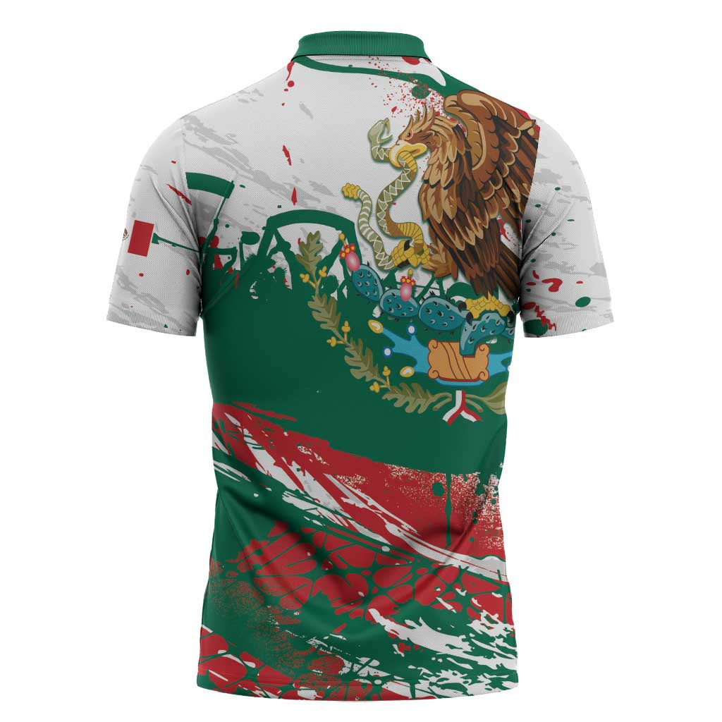 Viva Mexico Zipper Polo Shirt Grunge Style