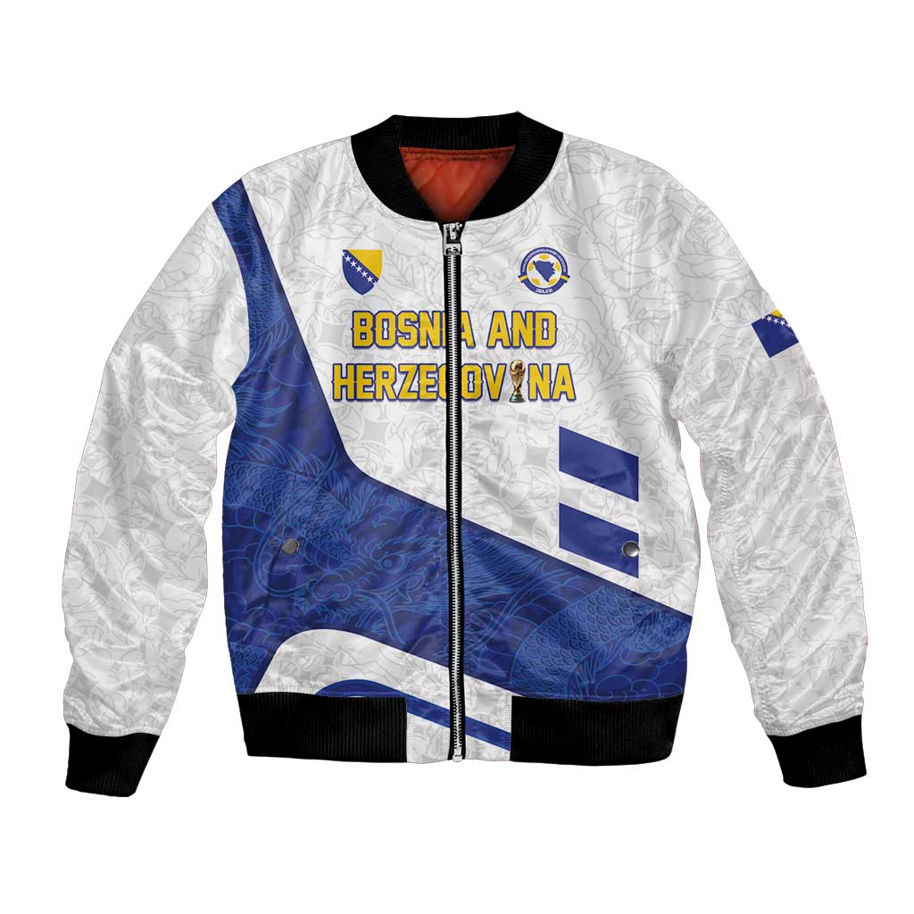 Custom Football 2026 Bosnia and Herzegovina White Bomber Jacket Zmajevi Go Champion