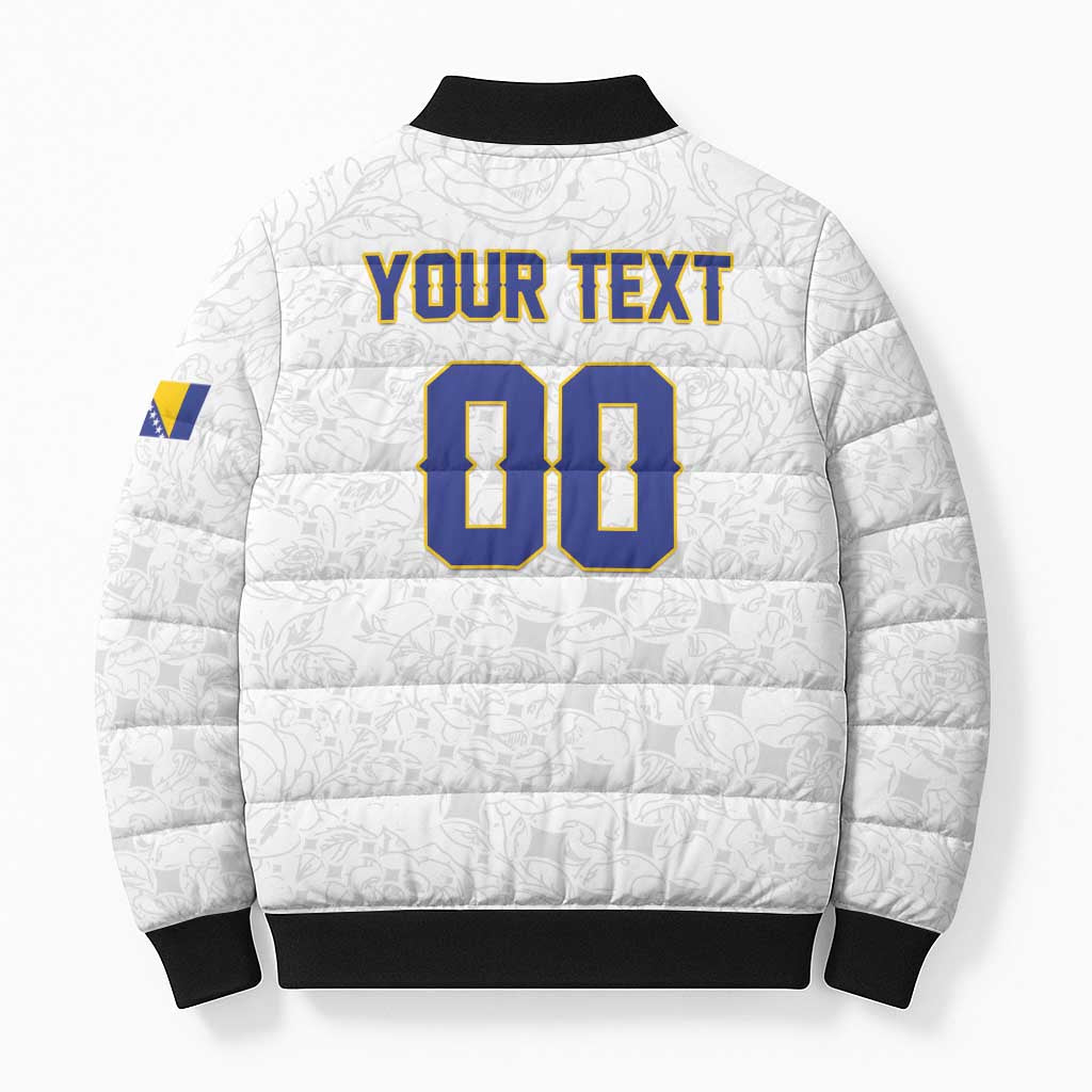 Custom Football 2026 Bosnia and Herzegovina White Bomber Puffer Jacket Zmajevi Go Champion