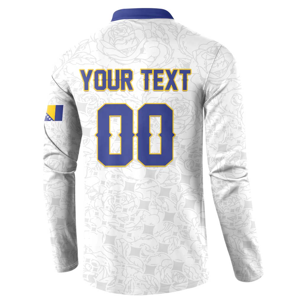 Custom Football 2026 Bosnia and Herzegovina White Button Sweatshirt Zmajevi Go Champion