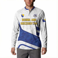 Custom Football 2026 Bosnia and Herzegovina White Button Sweatshirt Zmajevi Go Champion
