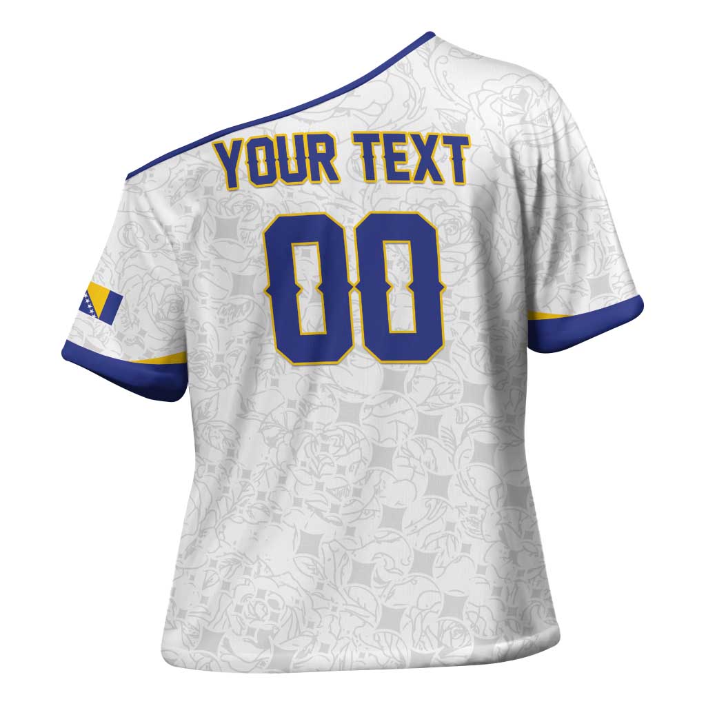 Custom Football 2026 Bosnia and Herzegovina White Cross Shoulder Shirt Zmajevi Go Champion
