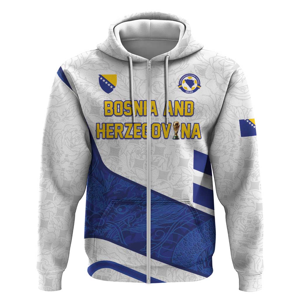 Custom Football 2026 Bosnia and Herzegovina White Hoodie Zmajevi Go Champion