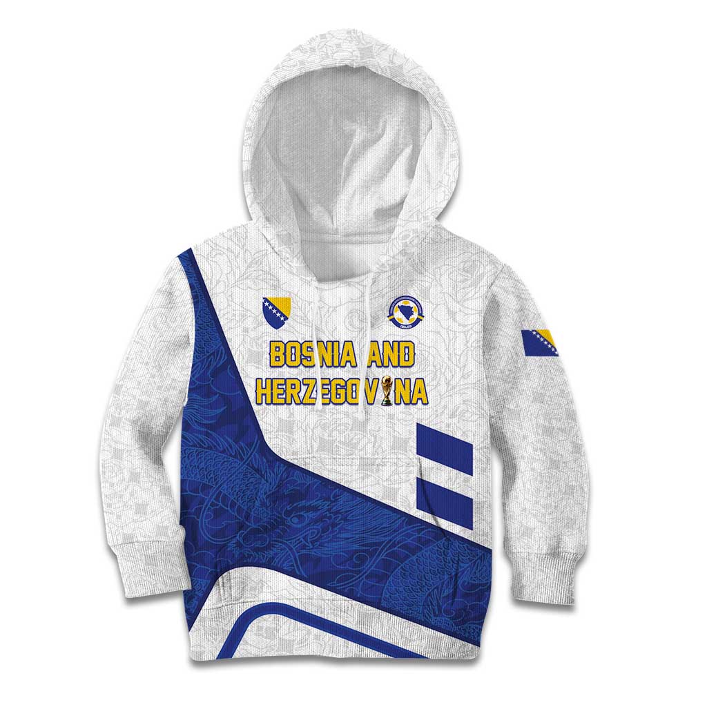 Custom Football 2026 Bosnia and Herzegovina White Kid Hoodie Zmajevi Go Champion