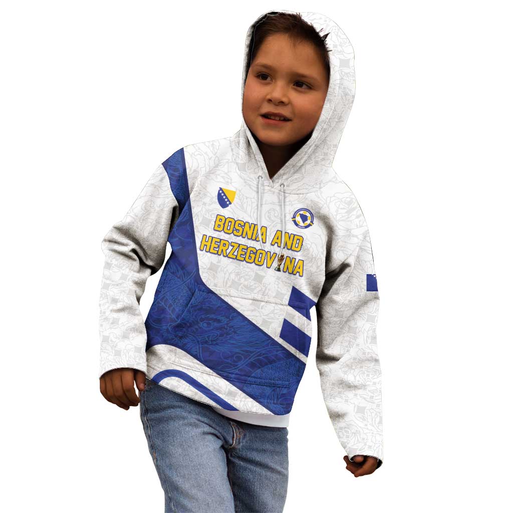 Custom Football 2026 Bosnia and Herzegovina White Kid Hoodie Zmajevi Go Champion