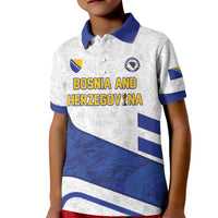 Custom Football 2026 Bosnia and Herzegovina White Kid Polo Shirt Zmajevi Go Champion